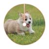 EVANEM 48" Christmas Tree Skirt Corgi Puppy Christmas Tree Decorations Linen Waterproof Xmas Tree Mat with Pom Pom Trim for Holiday Christmas Party Rustic Farmhouse Decorations view 2