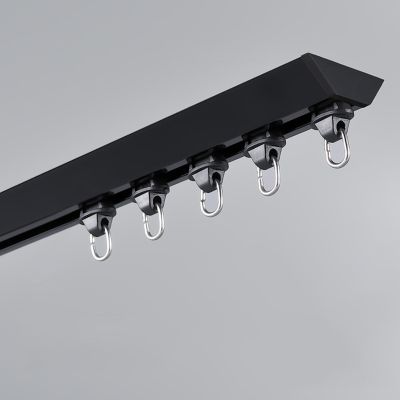 Curtain Track, Ceiling Curtain Track, Aluminium Ceiling Track For Curtains, Room Divider Curtain Rods, Curtain Track Ceiling Mount, Black Straight Curtain Track 2.5M (8.2FT) ( Color : Black , Size : 1