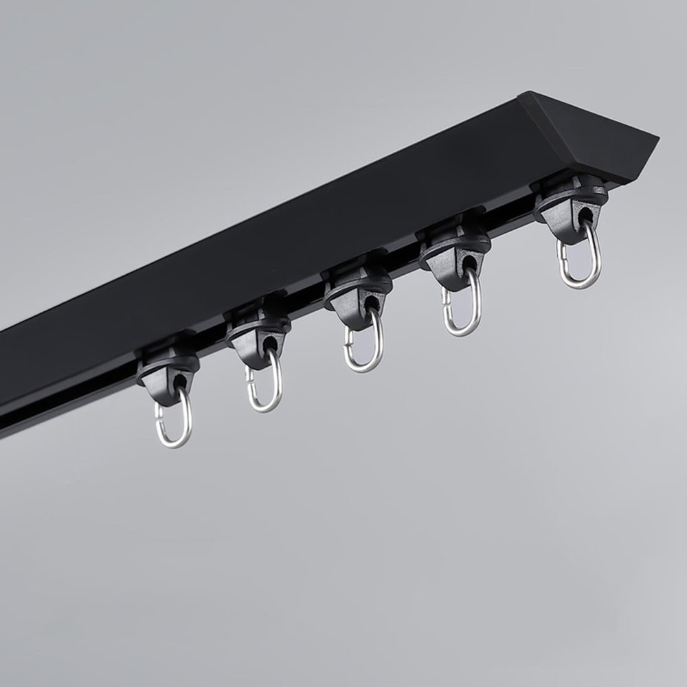 Curtain Track, Ceiling Curtain Track, Aluminium Ceiling Track For Curtains, Room Divider Curtain Rods, Curtain Track Ceiling Mount, Black Straight Curtain Track 2.5M (8.2FT) ( Color : Black , Size : 1