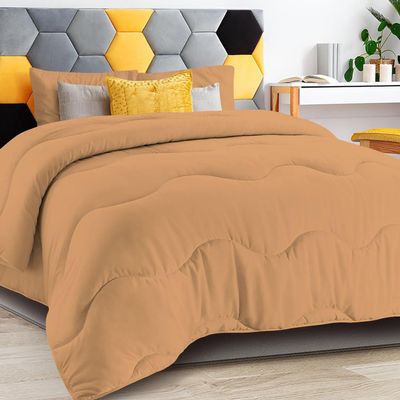 3 PC Wavy Stitching Comforter Lightweight Sand, Soft Breathable All Season Super King Size, Duvet Insert, Winter Warm Microfiber Down Alternative Quilt with Corner Tabs - 98x116 inch