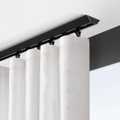 Ceiling Curtain Track Wall Ceiling Mounted Curtain Tracksblack Aluminum Ceiling Curtain Track, Curtain Rail With Mute RollersStraight Curtain Track, For Curtains,Room Divider, Shower Curtain ( Color
