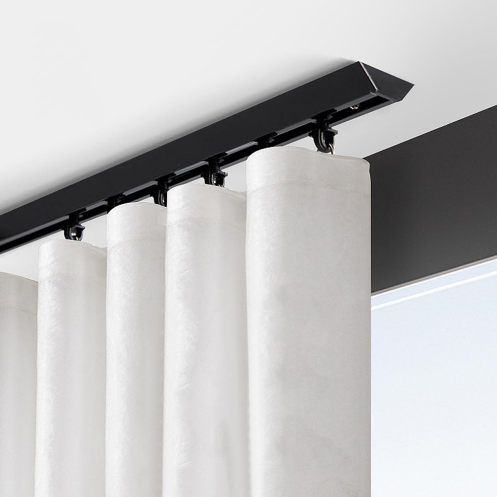 Ceiling Curtain Track Wall Ceiling Mounted Curtain Tracksblack Aluminum Ceiling Curtain Track, Curtain Rail With Mute RollersStraight Curtain Track, For Curtains,Room Divider, Shower Curtain ( Color