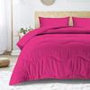 3 PC Wavy Stitching Comforter Lightweight Hot Pink, Soft Breathable All Season King/Cal-King Size, Duvet Insert, Winter Warm Microfiber Down Alternative Quilt with Corner Tabs - 94x104 inch view 2