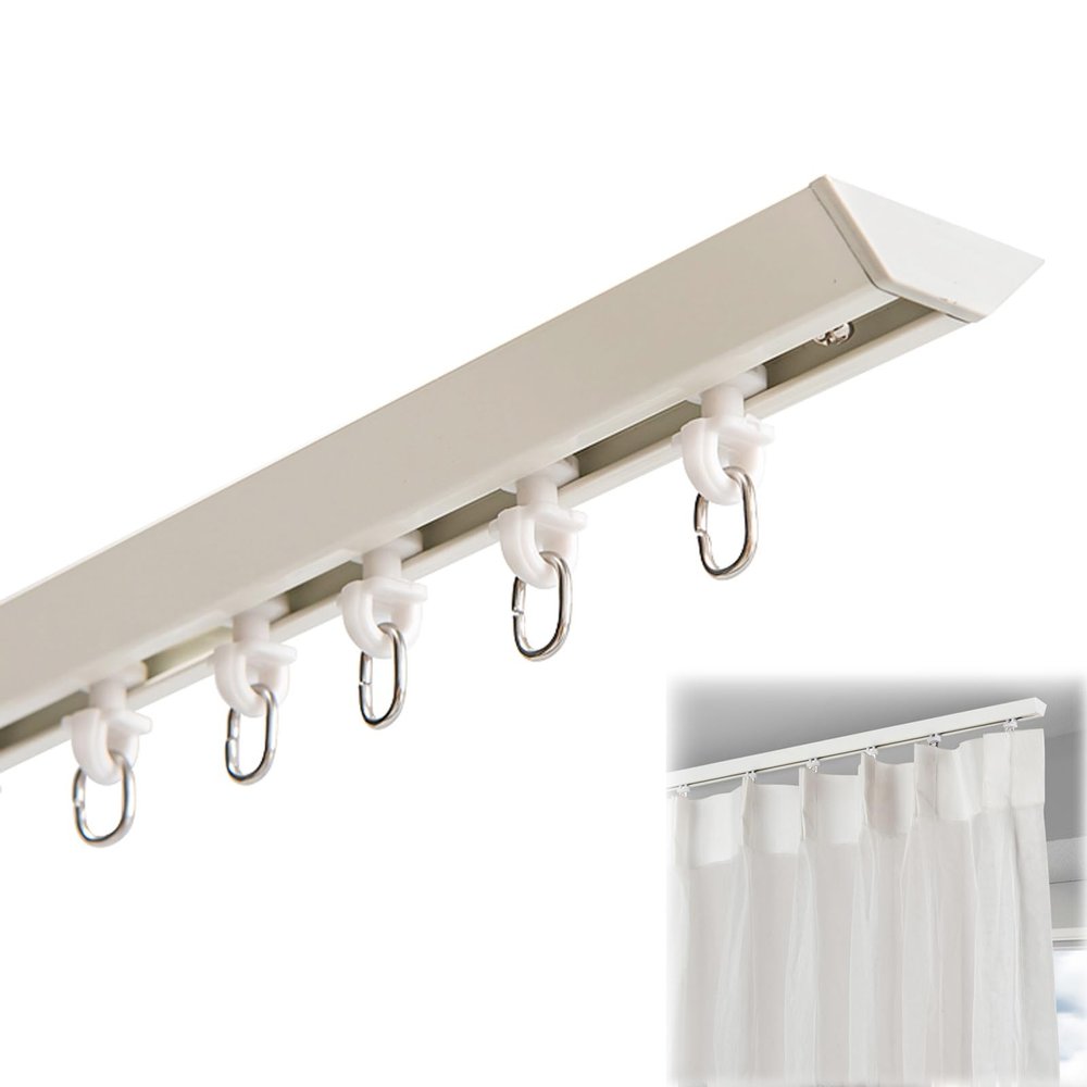 Curtain Track Glider Rail, Curtain Rail Track With Hooks, Wall Ceiling Mounted Curtain Tracks, Flexible Aluminum Ceiling Curtain Track,for Curtains,Room Divider, Shower Curtain, Black 4M (13.1FT) ( Co