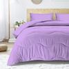 3 PC Wavy Stitching Comforter Lightweight Lilac, Soft Breathable All Season King/Cal-King Size, Duvet Insert, Winter Warm Microfiber Down Alternative Quilt with Corner Tabs - 94x104 inch view 2