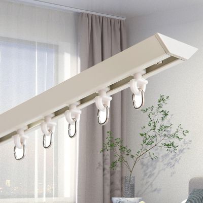 Ceiling Curtain Track Wall Ceiling Mounted Curtain Tracksblack Aluminum Ceiling Curtain Track, Curtain Rail With Mute RollersStraight Curtain Track, For Curtains,Room Divider, Shower Curtain ( Color