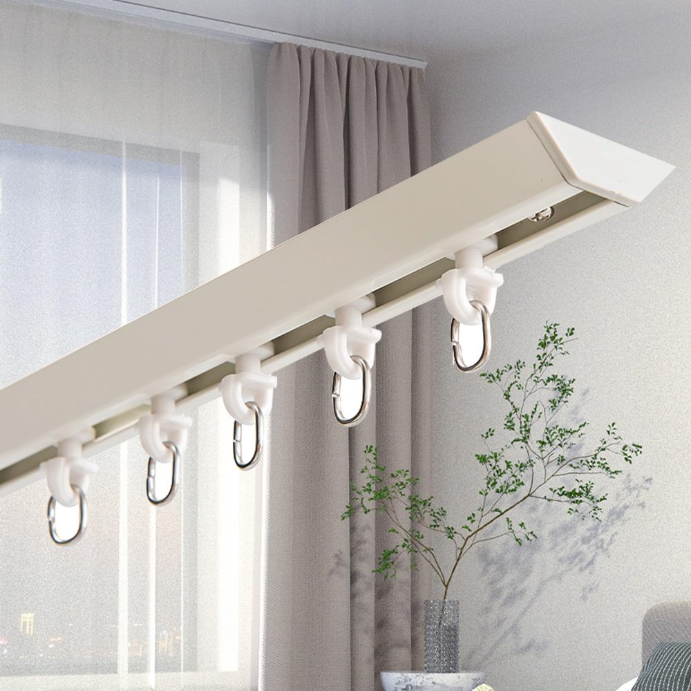 Ceiling Curtain Track Wall Ceiling Mounted Curtain Tracksblack Aluminum Ceiling Curtain Track, Curtain Rail With Mute RollersStraight Curtain Track, For Curtains,Room Divider, Shower Curtain ( Color