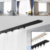 Ceiling Curtain Track Wall Ceiling Mounted Curtain Tracksblack Aluminum Ceiling Curtain Track, Curtain Rail With Mute RollersStraight Curtain Track, For Curtains,Room Divider, Shower Curtain ( Color view 2