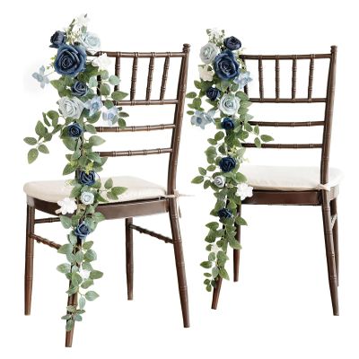 Tkasniy Wedding Aisle Chair Decoration Flowers Burgundy(Pack of 1), Handmade Chairs Back Pew Flowers, Rustic Chair Sashes for Church Wedding Arch Aisle Decor