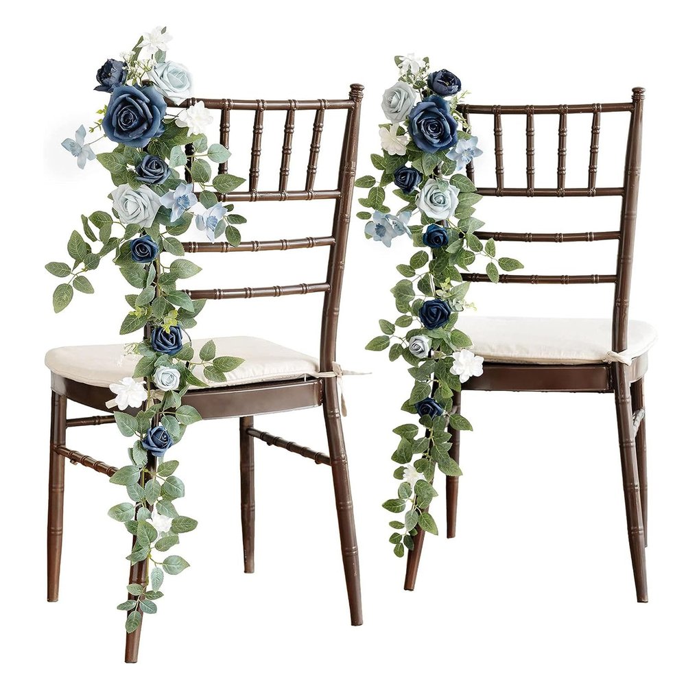 Tkasniy Wedding Aisle Chair Decoration Flowers Burgundy(Pack of 1), Handmade Chairs Back Pew Flowers, Rustic Chair Sashes for Church Wedding Arch Aisle Decor