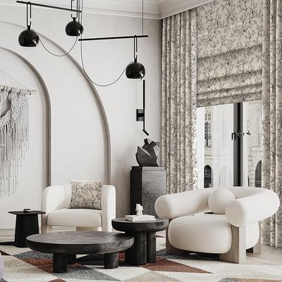 72 Inches Long Modern Farmhouse Linen Curtains for Living Room,Floral Jacquard Semi Blackout Curtains for Bedroom Dining Room, 72 Length 1Panel Set,Grey on White (84"W x 72"L, Pinch Pleated Curtains)
