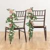 Tkasniy Wedding Aisle Chair Decoration Flowers Burgundy(Pack of 1), Handmade Chairs Back Pew Flowers, Rustic Chair Sashes for Church Wedding Arch Aisle Decor view 2