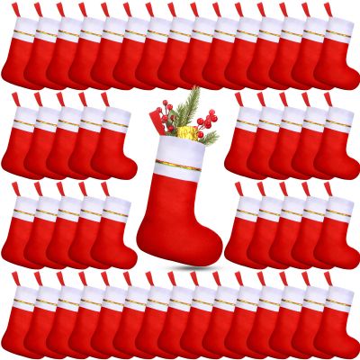 Chitidr 72 Pcs Christmas Felt Stockings Bulk, 9 Inch Red Classic Christmas Stockings, Xmas Fireplace Hanging Stockings, Christmas Tree Hanging Ornaments for Christmas Holiday Decorations Party Favors