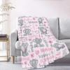 Ottoy Custom Elephants Personalized Baby Blanket with Name Custom Elephants Blanket Gifts for Girls Boy Super Soft Blankets for Couch Air-Conditioning Quilts Chirstmas Gifts Decor 120"x90" for Family view 3