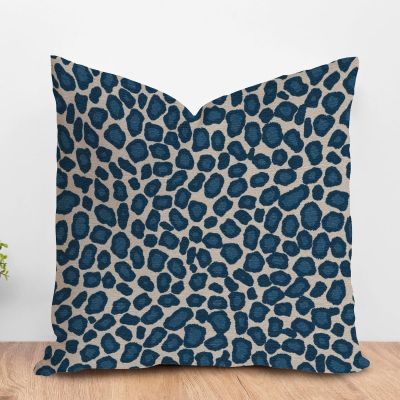 MangGou Blue and Beige Cheetah Print Spots Throw Pillow Cover Cheetah Leopard Print Animal Pillow Covers Home Decorative Farmhouse Throw Pillow Case for Living Room Bedroom 26x26in White Linen
