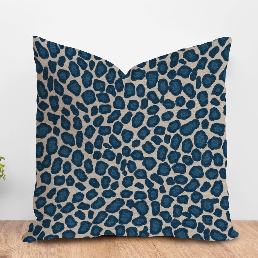 MangGou Blue and Beige Cheetah Print Spots Throw Pillow Cover Cheetah Leopard Print Animal Pillow Covers Home Decorative Farmhouse Throw Pillow Case for Living Room Bedroom 26x26in White Linen