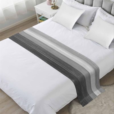 Homechoid Grey Ombre Bed Runner for Cal. King Size Bed, Bedspread Protector Slipcover Bed Scarf for Foot Bed Runners & Scarves for Bedroom Hotel Wedding Room 94x20 Inches Farmhouse Wooden Striped