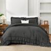 Andency Dark Grey Twin Size Comforter Set(66x90Inch), 2 Pieces(1 Ruffle Comforter and 1 Pillowcase) Lightweight Fluffy Bedding Comforter Sets, All Season Soft Microfiber Bedding Set view 3