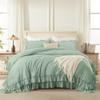 Andency Sage Green Full Size Comforter Set, 3 Pieces Farmhouse Shabby Chic Ruffle Bedding Comforter Sets, Lightweight Fluffy All Season Soft Microfiber Boho Bed Set(79x90Inch) view 3