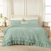 Andency Sage Green Full Size Comforter Set, 3 Pieces Farmhouse Shabby Chic Ruffle Bedding Comforter Sets, Lightweight Fluffy All Season Soft Microfiber Boho Bed Set(79x90Inch) view 4