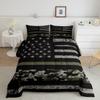 Erosebridal American Flag Comforter for Teen Youth Camo Bedding Twin Comforter Set for Boys Camouflage Print Bedding Comforter Sets, USA Flag Duvet Insert with 1 Pillowcase - Black Green Camo view 1