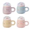 360ml Cute and Cute Girl Cartoon Rabbit Ceramic Mug Microwave Oven with Lid for Couples Home Tea Office Coffee Cup-Set of four view 1