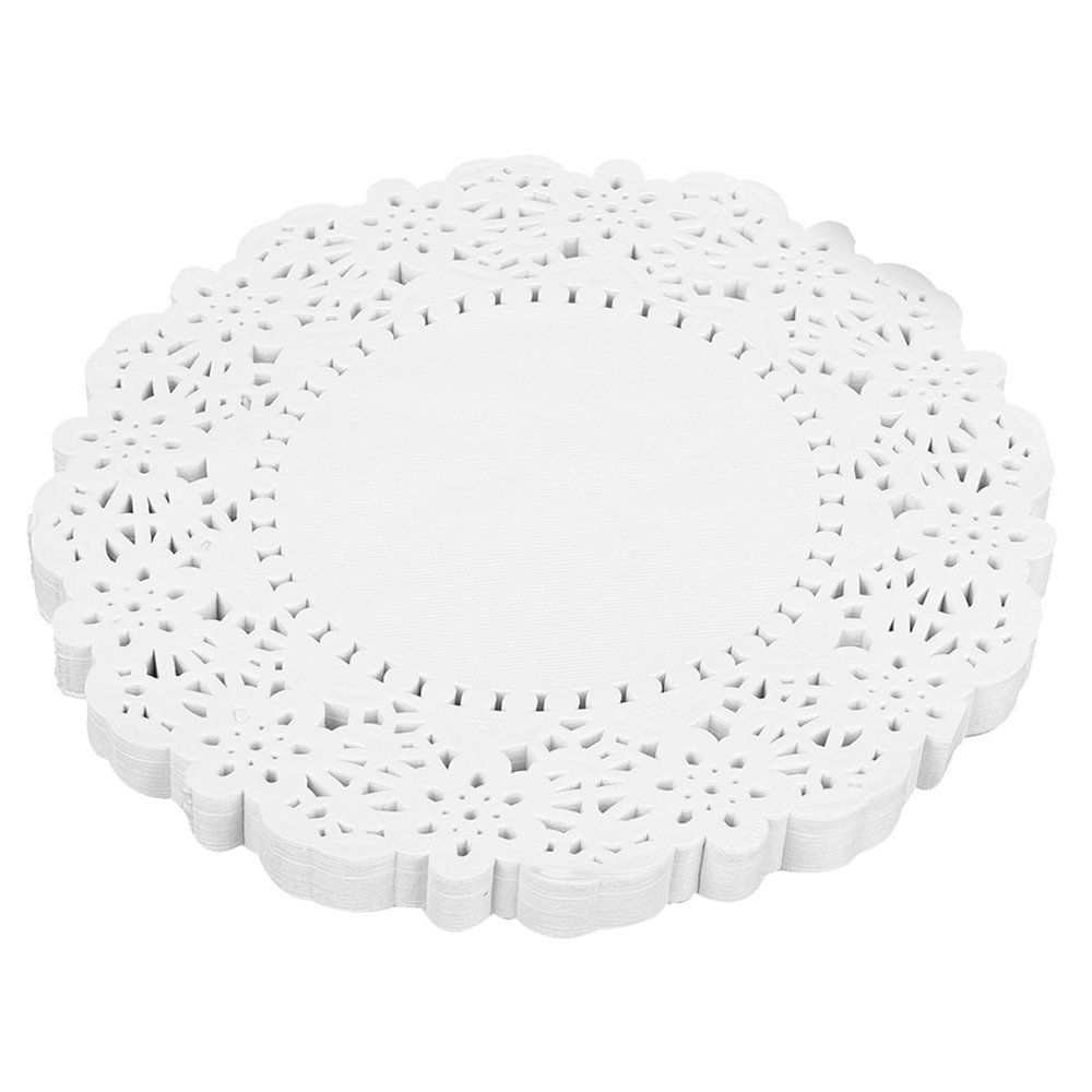 150 Pcs Oilabsorbing White Lace Paper Cake Doilies for Baking, Non Stick, Food Grade Material, Prevents Cake Sticking, Double Sided Design