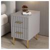 AOKLEY Light Wood Nightstand, Side Table with Drawer, Boho Bedside Table End Table with Black Metal Legs, Antique Chest of Drawer for Living Room, Bedroom Furniture,Light Gray view 1