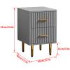 AOKLEY Light Wood Nightstand, Side Table with Drawer, Boho Bedside Table End Table with Black Metal Legs, Antique Chest of Drawer for Living Room, Bedroom Furniture,Light Gray view 2