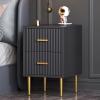 AOKLEY Light Wood Nightstand, Side Table with Drawer, Boho Bedside Table End Table with Black Metal Legs, Antique Chest of Drawer for Living Room, Bedroom Furniture,Light Gray view 3