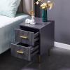 AOKLEY Light Wood Nightstand, Side Table with Drawer, Boho Bedside Table End Table with Black Metal Legs, Antique Chest of Drawer for Living Room, Bedroom Furniture,Light Gray view 4