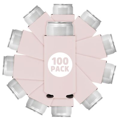100 Pcs Blank Foam Collapsible Slim Can Coolers: Perfect for Sublimation, Screen Printing, or HTV - Ideal for Parties & Gifts (Blush)