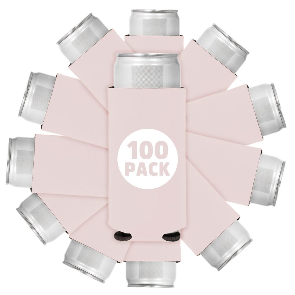 100 Pcs Blank Foam Collapsible Slim Can Coolers: Perfect for Sublimation, Screen Printing, or HTV - Ideal for Parties & Gifts (Blush)