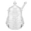 Gavigain Crystal Honey Jar, Honey Jar with Dipper and Lid Glass, 245ml Transparent Beehiveshaped Honey Jar for Store Honey and Syrup, Beehive Shaped Honey Pot view 1