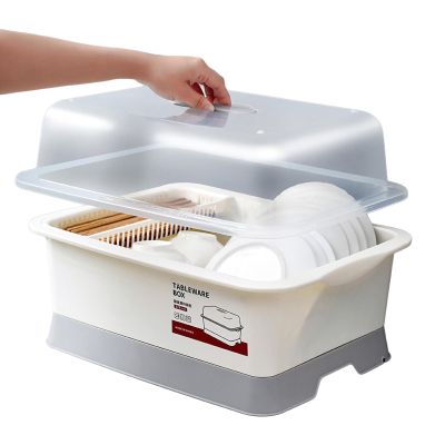 Dish Drying Rack with Lid Cover, Dish Racks for Kitchen Counter, Space Saving Dish Drainer Organizer Tableware Holder, Lightweight Dish Drainer Bowl for Home Kitchen, Travel
