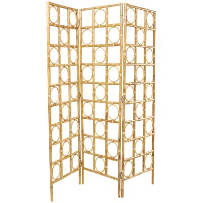 Deco 79 Rattan Geometric Handmade Partition Room Divider Screen Woven Geometric 3 Panel Privacy Screen with Open Frame Design, Room Partition 61" x 13" x 71", Brown