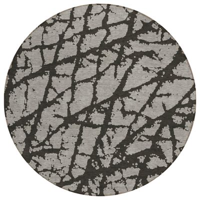 Addison Rugs Chantille ACN501 Gray 8' x 8 Indoor Outdoor Round Area Rug, Easy Clean, Machine Washable, Non Shedding, Bedroom, Entry, Living Room, Dining Room, Kitchen, Patio Rug