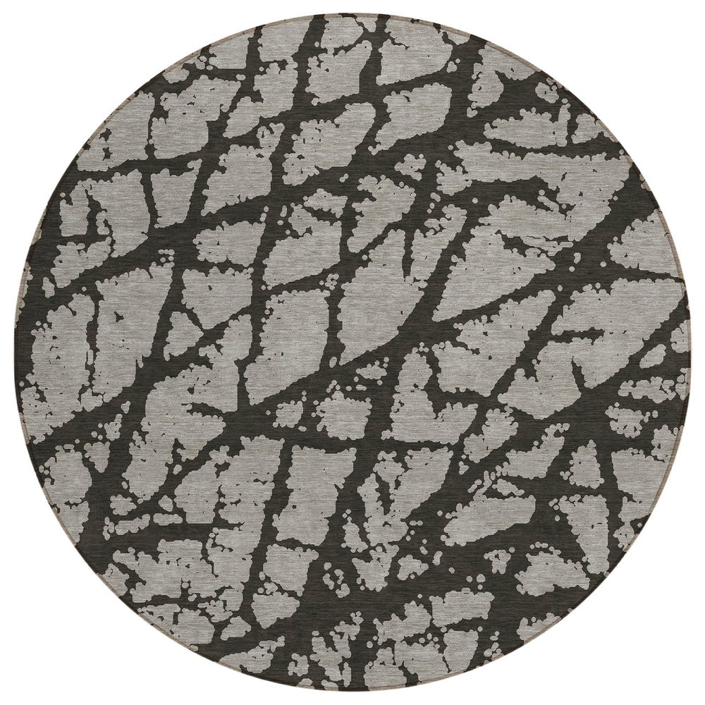 Addison Rugs Chantille ACN501 Gray 8' x 8 Indoor Outdoor Round Area Rug, Easy Clean, Machine Washable, Non Shedding, Bedroom, Entry, Living Room, Dining Room, Kitchen, Patio Rug