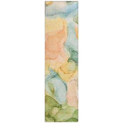 Addison Rugs Chantille ACN505 Blue 2'3" x 7'6" Indoor Outdoor Hallway Runner Rug, Stain Resistant Washable Kitchen Area Carpet for Bathroom, Laundry and Bedroom