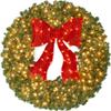 Best Choice Products 60in Large Artificial Pre-Lit Fir Christmas Wreath Holiday Accent Decoration for Door, Mantel w/Red Lighted Bow, 375 LED Lights, 930 PVC Tips, Power Plug-in view 1