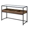 24/7 Shop at Home Farren Modern Rectangle Metal Tempered Glass Top 49 in. Console Table with 6-Compartment Wood Tray for Living, Hallway, Bedroom, Dressing Room, Brown and Matte Black view 1