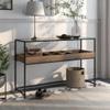 24/7 Shop at Home Farren Modern Rectangle Metal Tempered Glass Top 49 in. Console Table with 6-Compartment Wood Tray for Living, Hallway, Bedroom, Dressing Room, Brown and Matte Black view 2