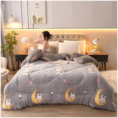 ZTGL Autumn and Winter Double Sided Velvet Duvet, Soft Warm Comforter Core, Thick and Warm Luxury Flannel Blanket, Fluffy Lamb Fleece Quilt,Flower l,200x230cm(5kg)