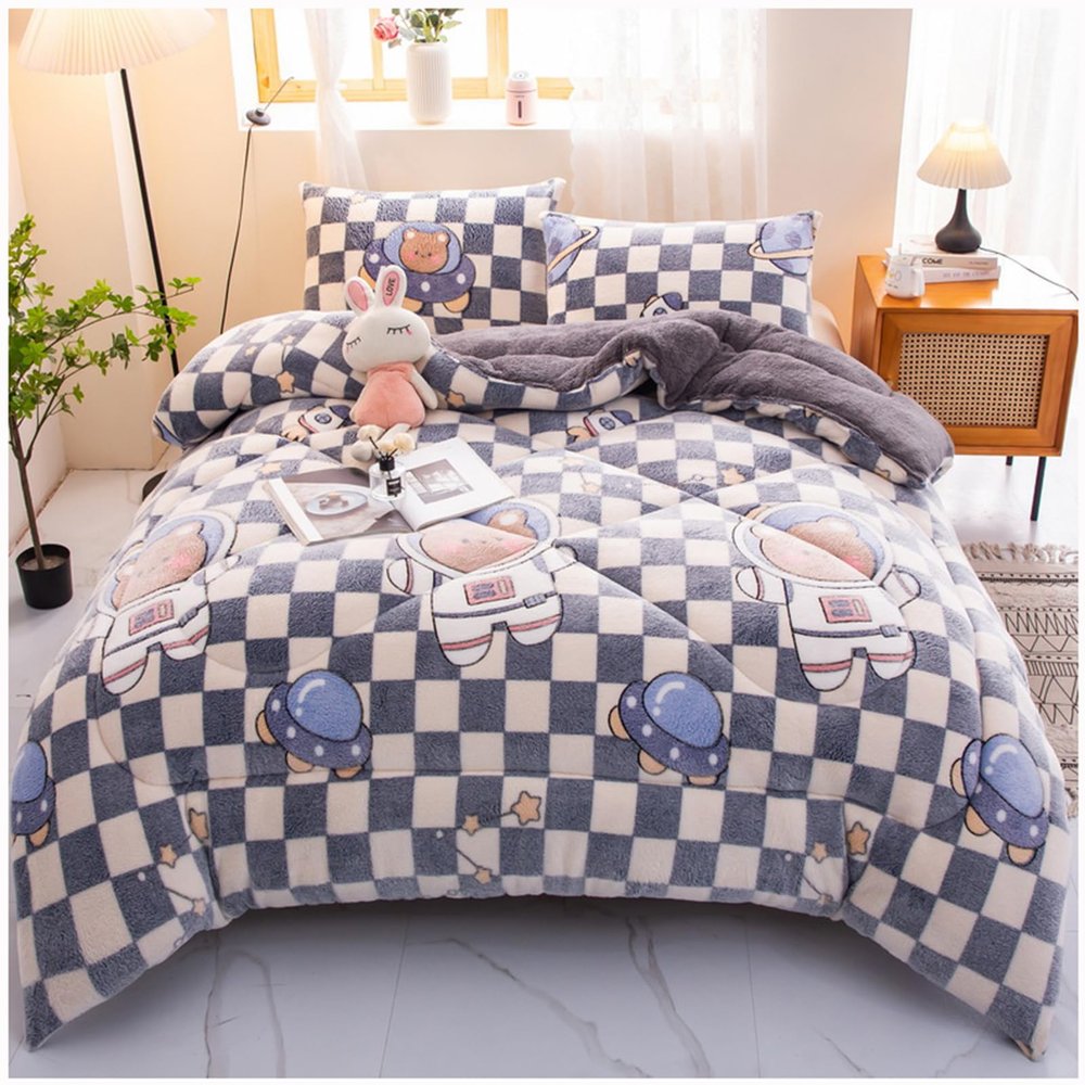 ZTGL Autumn and Winter Double Sided Velvet Duvet, Soft Warm Comforter Core, Thick and Warm Luxury Flannel Blanket, Fluffy Lamb Fleece Quilt,Flower a,200x230cm(5kg)