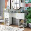 24/7 Shop at Home Ophelia Modern Wood 6 Drawers Makeup Vanity Table with 4 Open Shelves for Bedroom, Dressing Room, Bathroom, Guest Room, White view 2