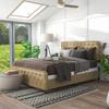 24/7 Shop at Home Keanu Transitional Button Tufted Fabric Upholstered Bed with Nailhead Trim for Bedroom, Guest Room Bed, King, Brown view 2