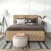 24/7 Shop at Home Keanu Transitional Button Tufted Fabric Upholstered Bed with Nailhead Trim for Bedroom, Guest Room Bed, King, Brown view 4