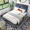 24/7 Shop at Home Leif Transitional Fabric Upholstered Platform Bed with Storage for Bedroom, Guest Room Bed, Full, Gray view 4