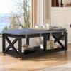 24/7 Shop at Home Galadriel Farmhouse Wood Storage Bench with Removable Cushion for Entryway, Bedroom, Living Room, Dining Room, Home Office, Pewter Gray and Black view 2