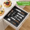 Pipishell Bamboo Expandable Drawer Organizer for Utensils Holder, Adjustable Cutlery Tray, Wood Drawer Dividers Organizer for Silverware, Flatware, Knives in Kitchen, Bedroom, Living Room(M-Black) view 3
